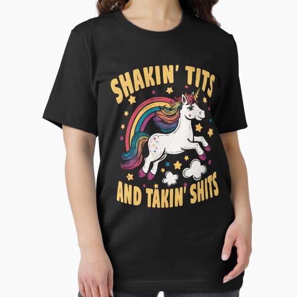 Vista previa del artículo con la obra «Sacudiendo las tetas y tomando mierdas - Unicornio divertido», diseñado y vendido por beansterp.