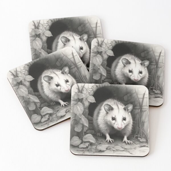 Item preview, Black and White Opossum Pencil Drawing designed and sold by Pencil-Art.