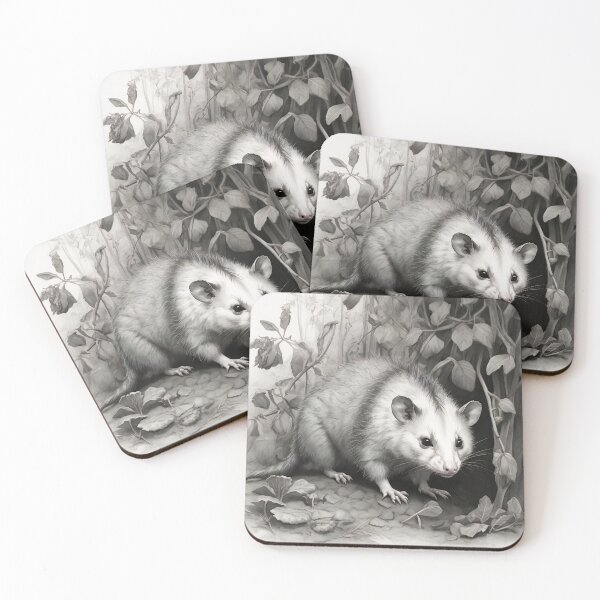 Item preview, Black and White Opossum Pencil Drawing designed and sold by Pencil-Art.