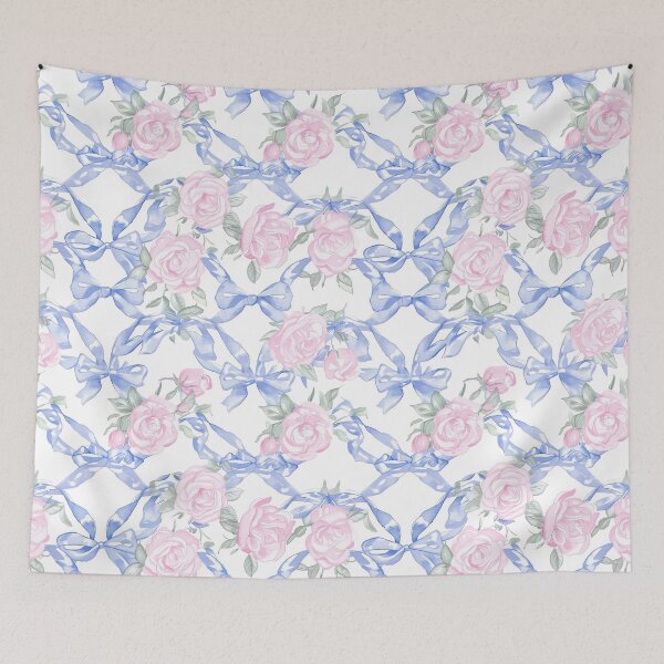 Item preview, Lazos azules Pinky Roses Vintage designed and sold by Gourmet Neko Art | .