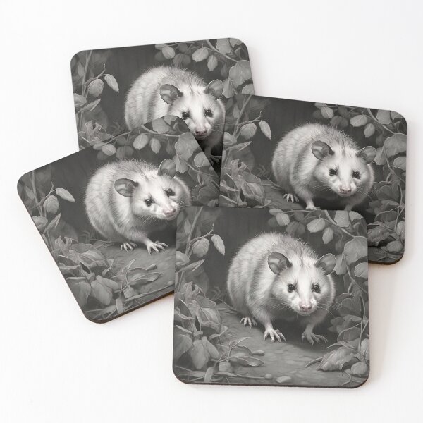 Item preview, Black and White Opossum Pencil Drawing designed and sold by Pencil-Art.