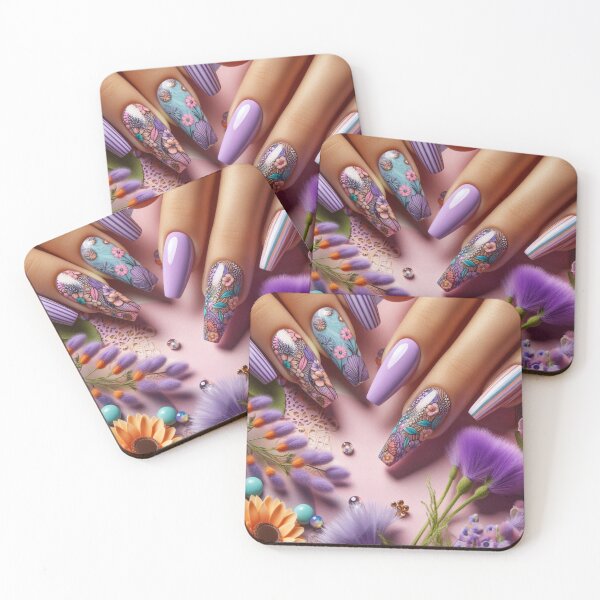 Item preview, Summer Vibes: Trendy Purple Nails designed and sold by 3IN1digiart.