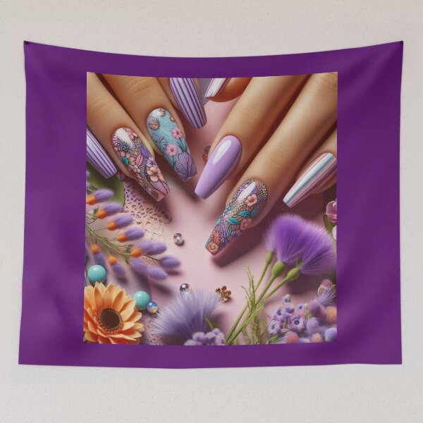 Item preview, Summer Vibes: Trendy Purple Nails designed and sold by 3IN1digiart.