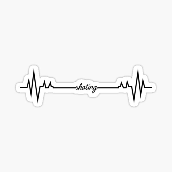 Skating Heartbeat (black) Sticker