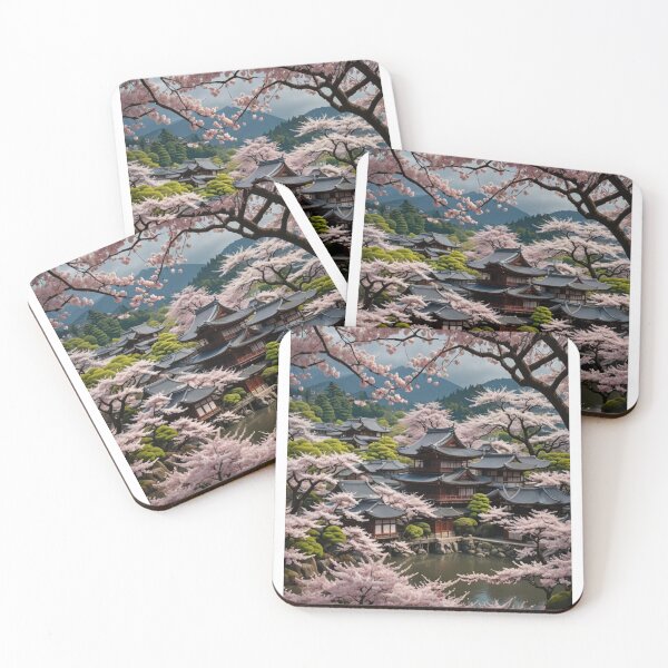 Item preview, Serene Temple Amidst Cherry Blossoms designed and sold by merve02shop.