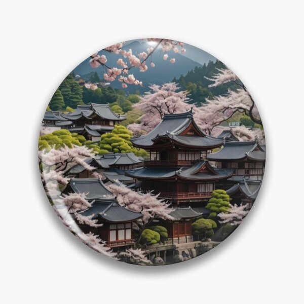 Item preview, Serene Temple Amidst Cherry Blossoms designed and sold by merve02shop.