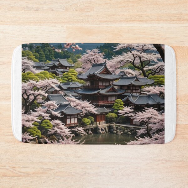 Item preview, Serene Temple Amidst Cherry Blossoms designed and sold by merve02shop.
