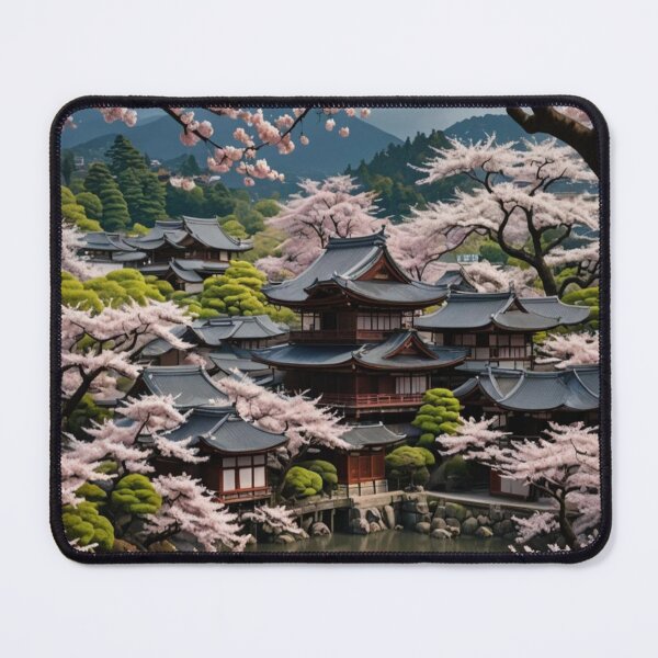 Item preview, Serene Temple Amidst Cherry Blossoms designed and sold by merve02shop.