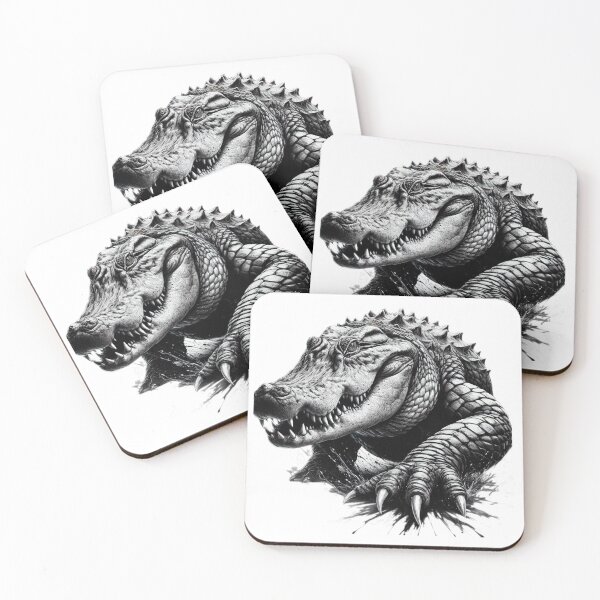 Item preview, alligator black and white sketch tattoo designed and sold by Expressions-Sel.