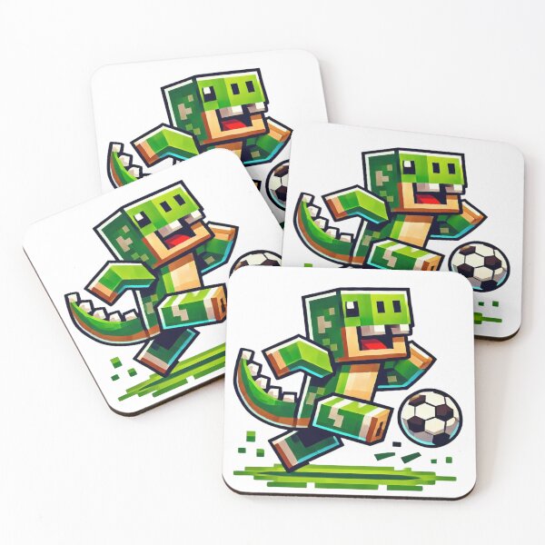 Item preview, Tyrannosaurus Rex in Minecraft style playing soccer designed and sold by Miguel Araujo.
