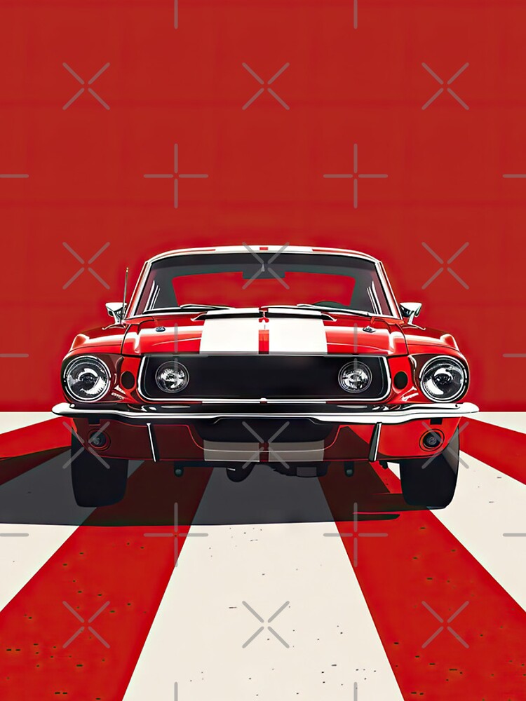 Aperçu 5 sur 5. Coque iPhone avec l'œuvre Mustang Rouge sur des Rayures Blanches et Rouges créée et vendue par Jerhus.