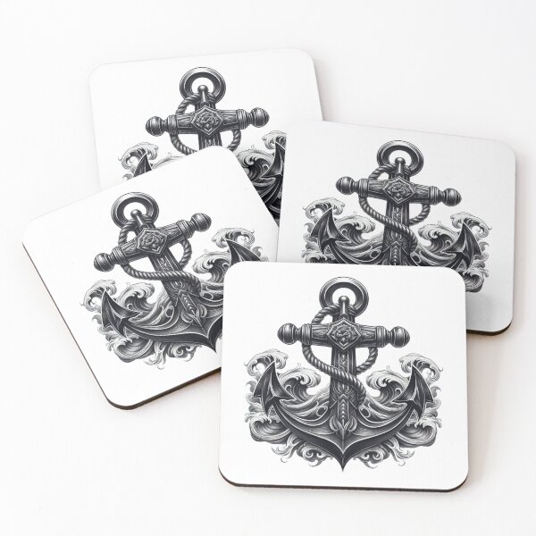 Item preview, anchor black and white sketch tattoo designed and sold by Expressions-Sel.