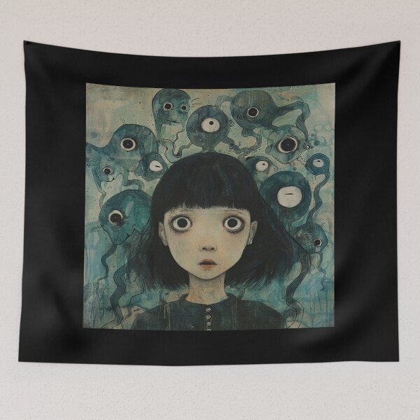 Item preview, tangled thoughts – psychedelic manga anime girl designed and sold by ForsakenFrames.