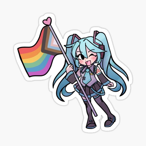 Artikel-Vorschau von Hatsune Miku Progressive Pride Flagge Sticker, designt und verkauft von bearypure.