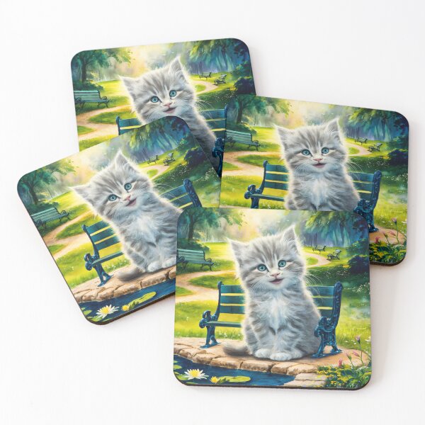 Item preview, A Cute Gray Kitten Sitting In A Park designed and sold by pixelplaza.
