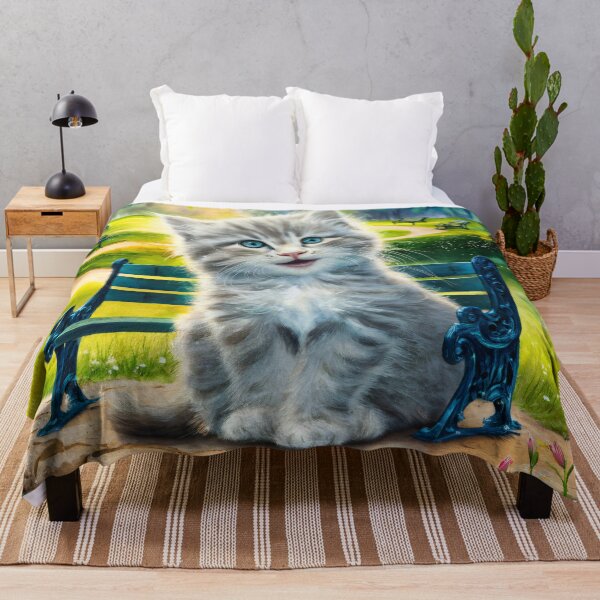 Item preview, A Cute Gray Kitten Sitting In A Park designed and sold by pixelplaza.