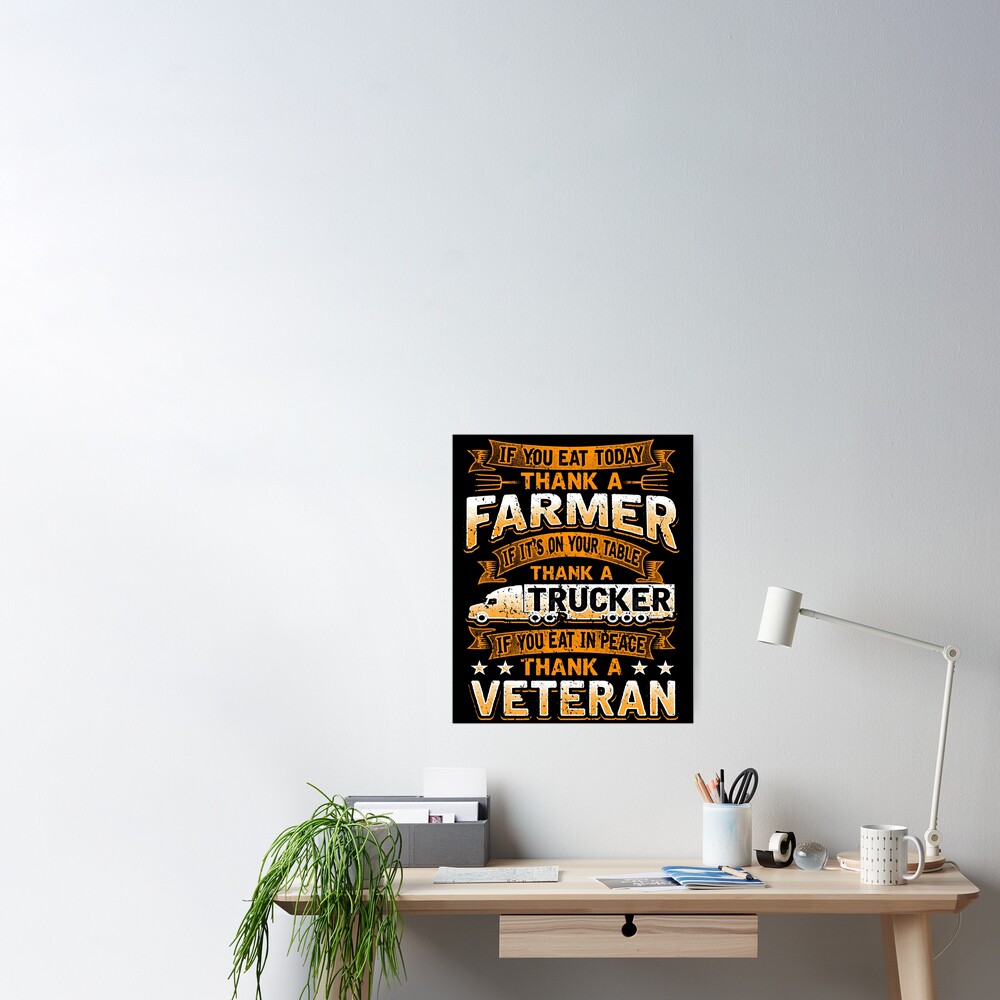 Thank a Farmer Thank a Trucker Thank a Veteran Shirt Apparel and Accessories  Essential T-Shirt for Sale by MarOlv