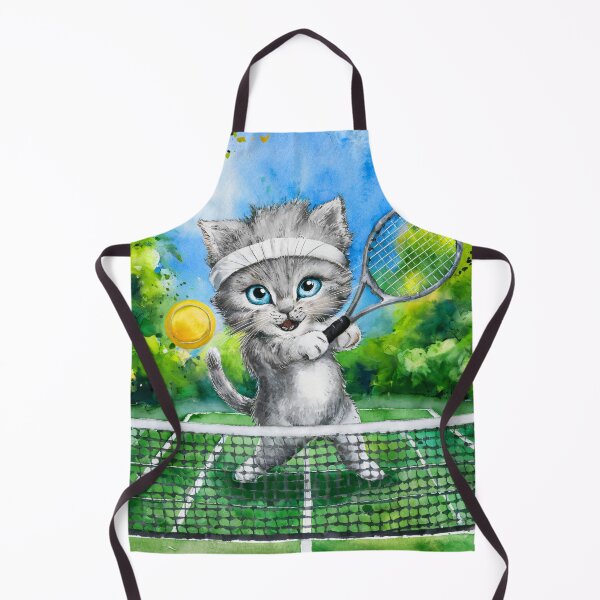 Item preview, A Cute Gray Kitten Playing Tennis designed and sold by pixelplaza.