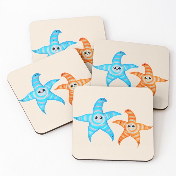 Item preview, cyan and orange spiral starfishes - light designed and sold by doveydotdraws.