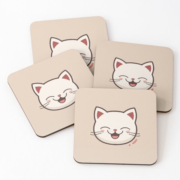 Item preview, Illustration of a smiling white cat with red ears designed and sold by Jerhus.