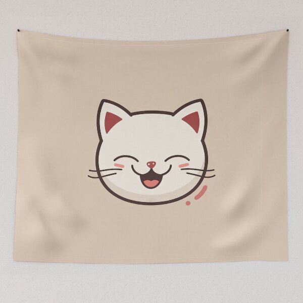 Item preview, Illustration of a smiling white cat with red ears designed and sold by Jerhus.