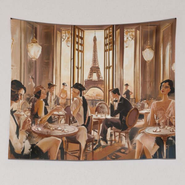 Item preview, Elegant Parisian Café with Eiffel View - Art Deco Style designed and sold by CARRAANN.