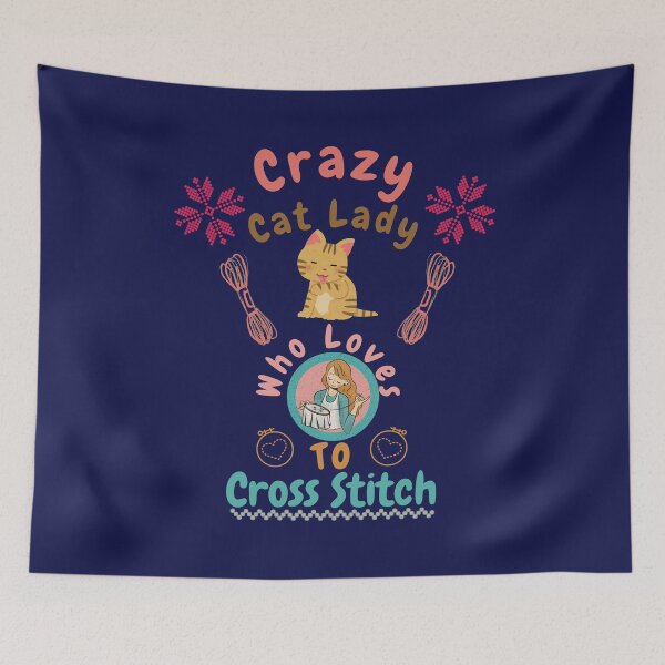 Item preview, Crazy Cat Lady Who Loves To Cross Stitch - Cross Stitch Cat Lady Funny Cross Stitching Stitcher designed and sold by Wiss2Arts.