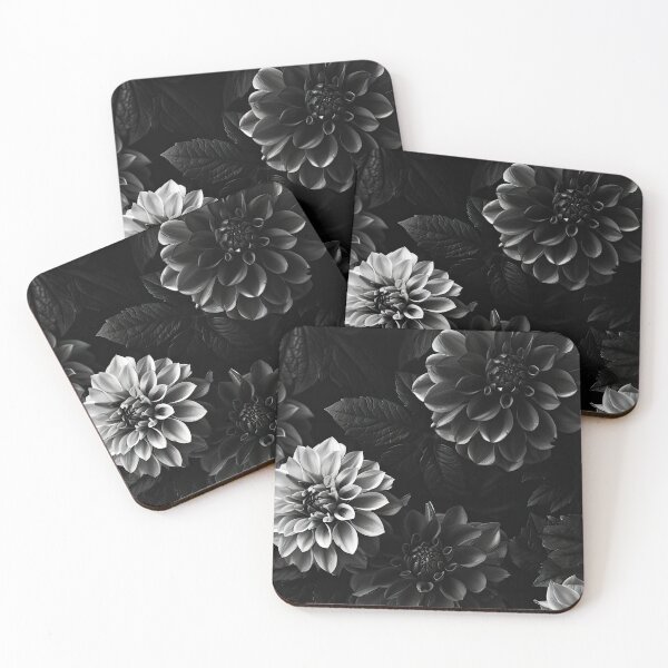 Item preview, Black and white close-up of dahlias in a garden during the day designed and sold by Jerhus.