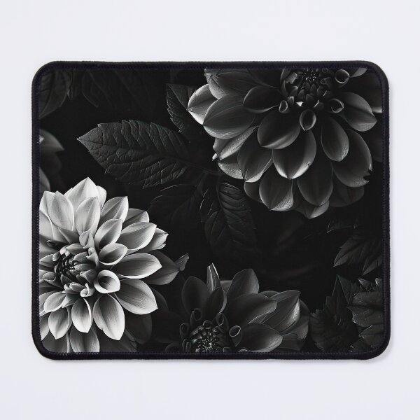 Item preview, Black and white close-up of dahlias in a garden during the day designed and sold by Jerhus.