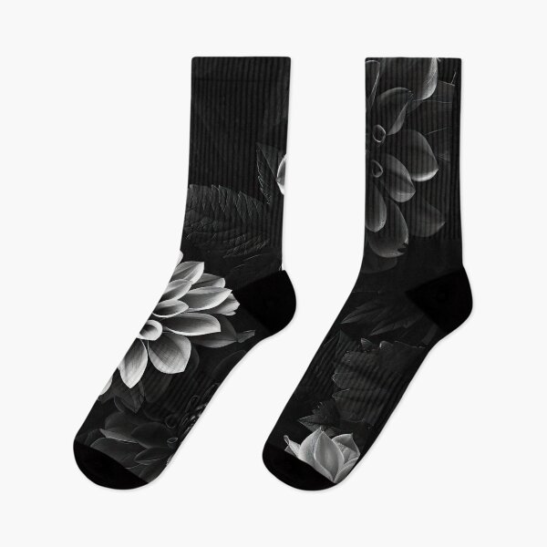 Item preview, Black and white close-up of dahlias in a garden during the day designed and sold by Jerhus.