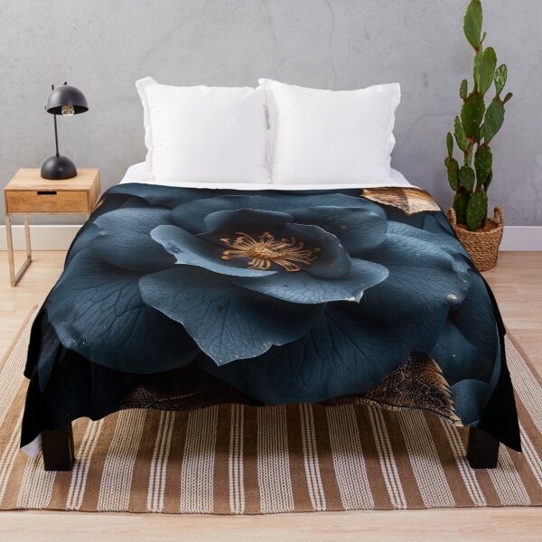 Item preview, Close-up of a blue flower with gold foil details designed and sold by Jerhus.
