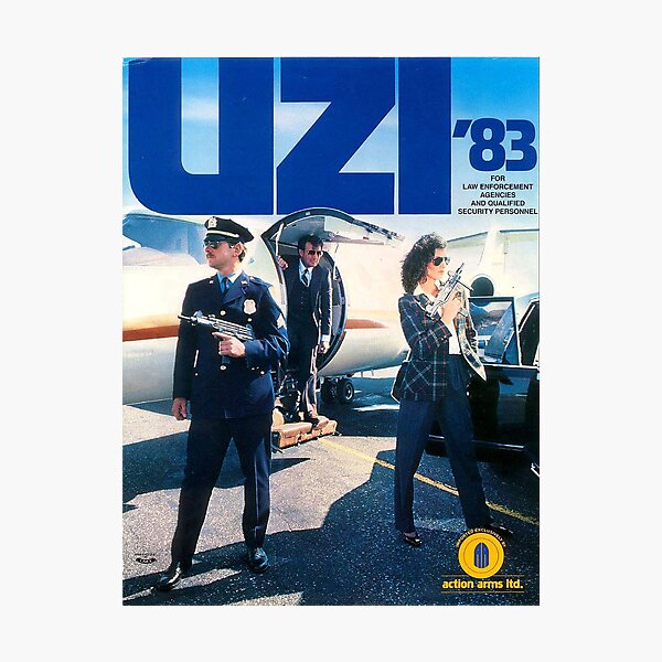 Item preview, Uzi Retro Ad, Law Enforcement, Action Arms designed and sold by Laffs Creations.