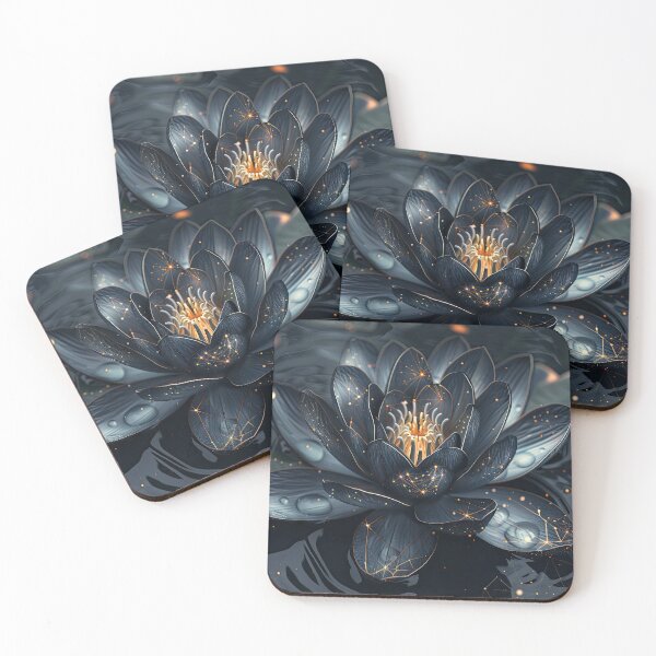 Item preview, Black lotus flower with golden lights designed and sold by Jerhus.