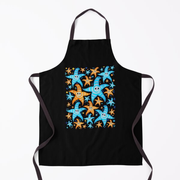Item preview, cyan and orange spiral starfishes - black designed and sold by doveydotdraws.
