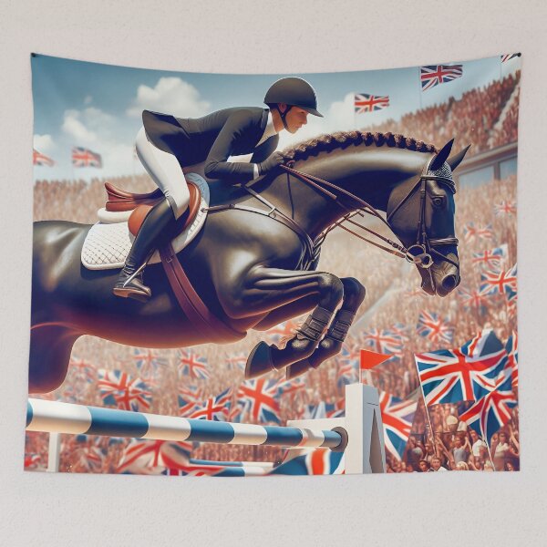 Item preview, Equestrian Olympics Horse eventing art illustration designed and sold by SideKickCreates.