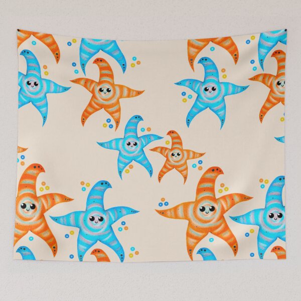 Item preview, cyan and orange spiral starfishes - light designed and sold by doveydotdraws.