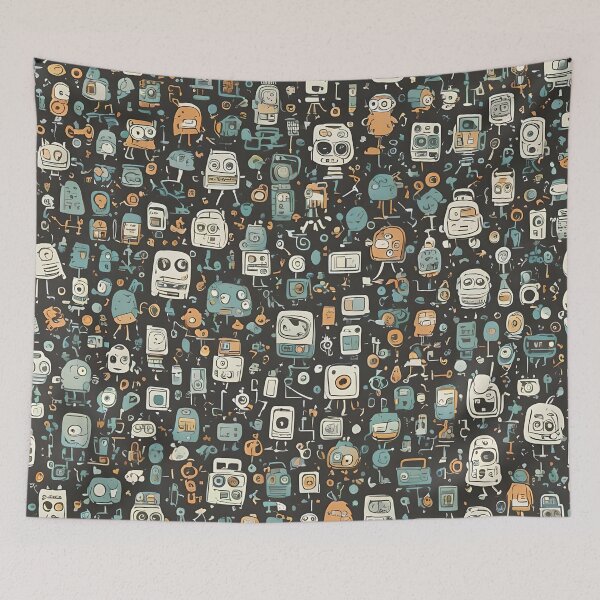 Item preview, Funny cute robot friends.  designed and sold by murielsfaith.