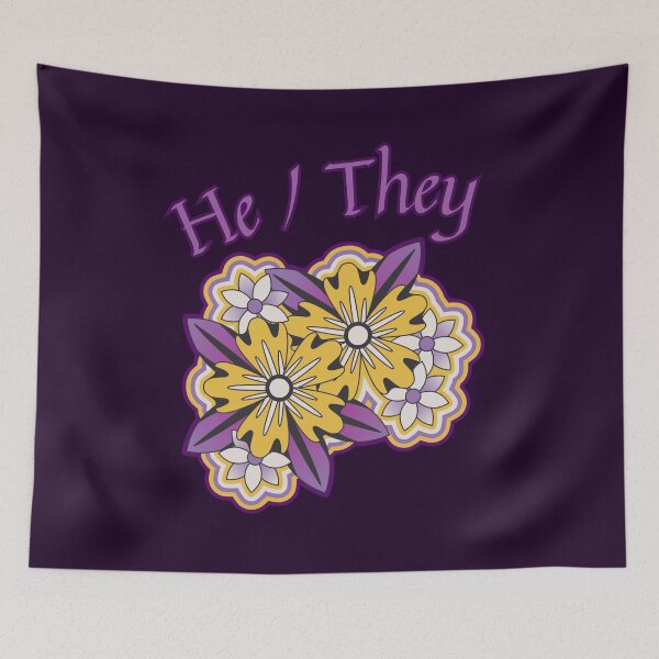 Item preview, He / They - LGBTQIA+ Support, Nonbinary Pronouns designed and sold by SuchWowDesign.