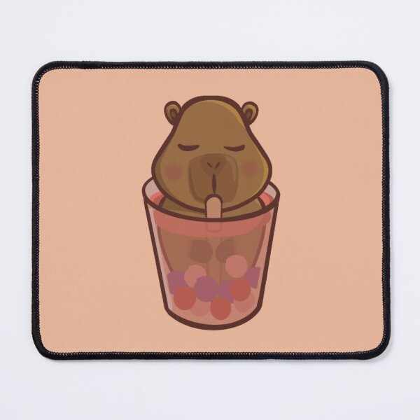 Item preview, Capybara with boba tea drinking and bathing designed and sold by camilacarvalho.