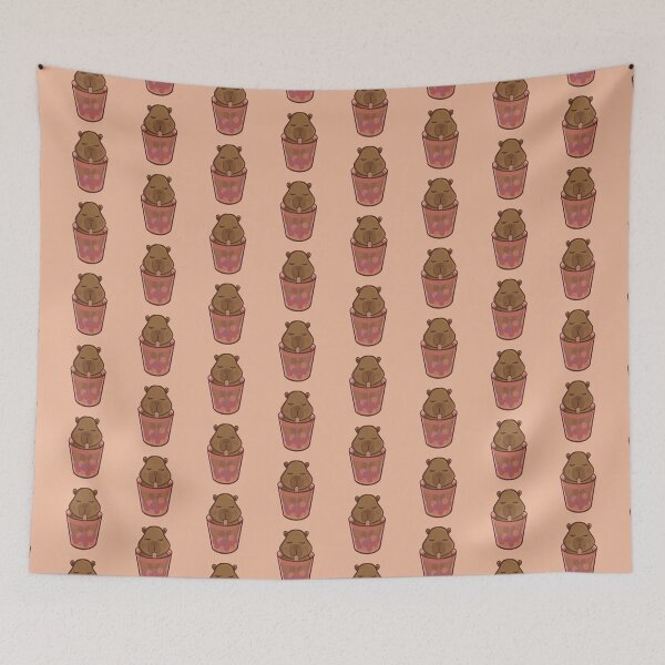 Item preview, Capybara with boba tea drinking and bathing designed and sold by camilacarvalho.