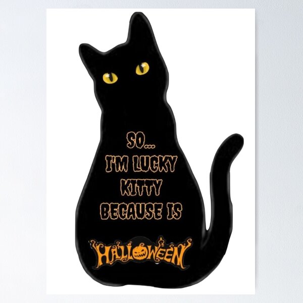 Item preview, halloween black lucky kitty / cat designed and sold by LittleWitchWiki.