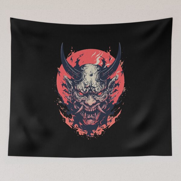 Item preview, Japanese demon mask AKM_11 designed and sold by NoNeed4InK.