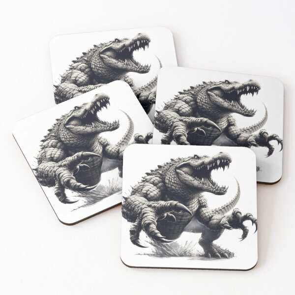 Item preview, powerful alligator black and white sketch tattoo designed and sold by Expressions-Sel.