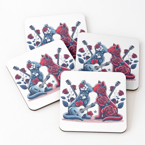 Item preview, Cats - Love tale of two kittens rose Guitar music theme canvas art  designed and sold by ZulryLifestyles.