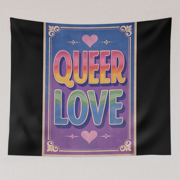 Item preview, Queer Love Vintage Poster designed and sold by PrideFlagMerch.