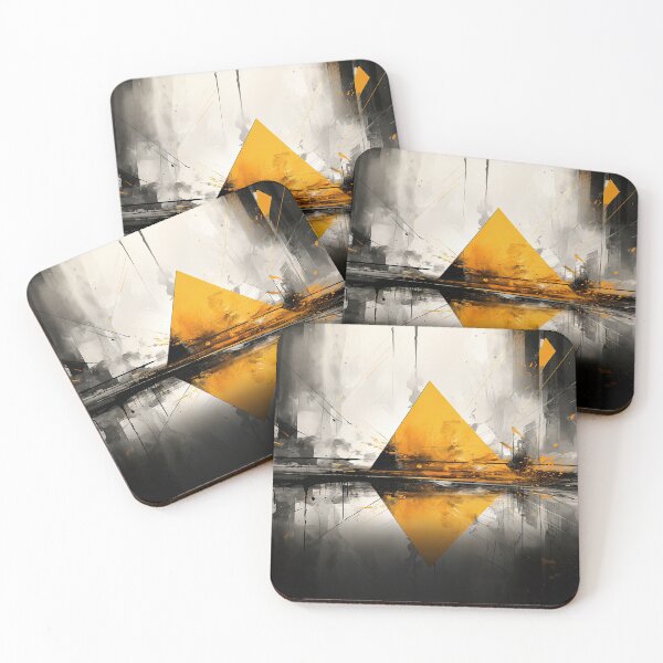 Item preview, Vibrant Yellow Triangle Digital Art on Monochromatic Background designed and sold by Gemini Maison Print.