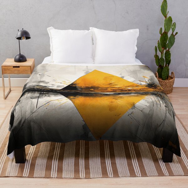 Item preview, Vibrant Yellow Triangle Digital Art on Monochromatic Background designed and sold by Gemini Maison Print.