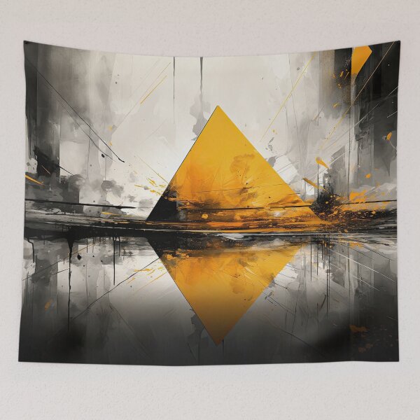 Item preview, Vibrant Yellow Triangle Digital Art on Monochromatic Background designed and sold by Gemini Maison Print.