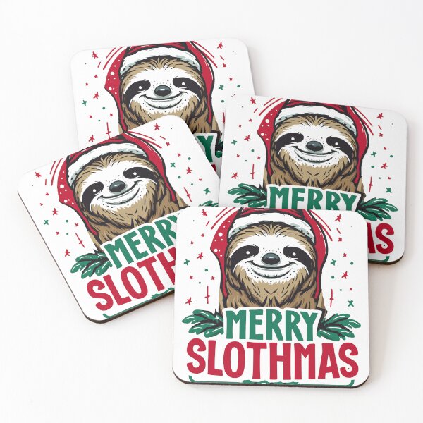 Item preview, Merry Slothmas, cute sloth wearing Santa hat designed and sold by printerrificart.