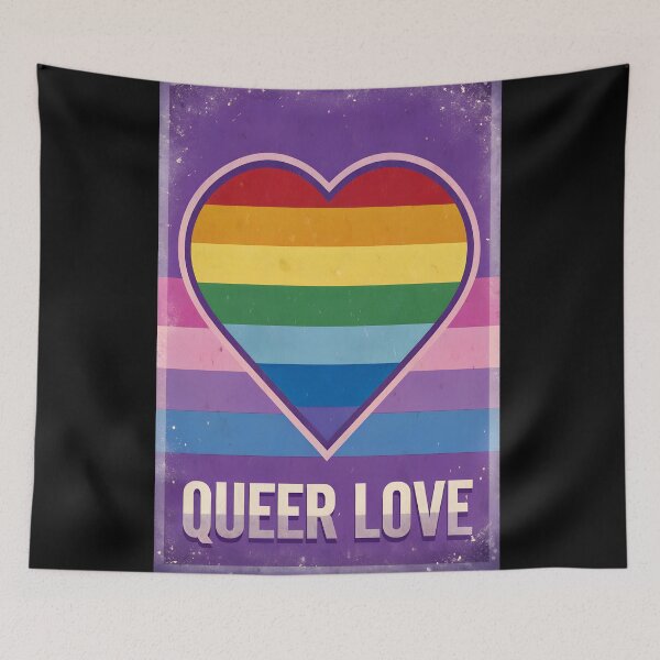 Item preview, Queer Love Rainbow Heart Vintage Poster designed and sold by PrideFlagMerch.